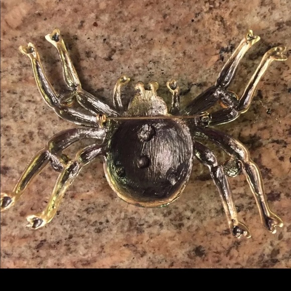 Large Jeweled Enamel Colored Rhinestone Spider Brooch/Pin Halloween Goth - Picture 4 of 9